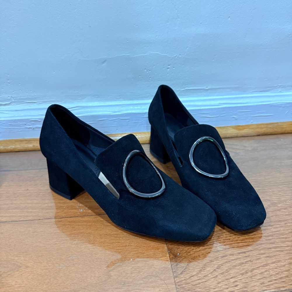 Mango Elegant Black Suede Women's Loafers Size 38